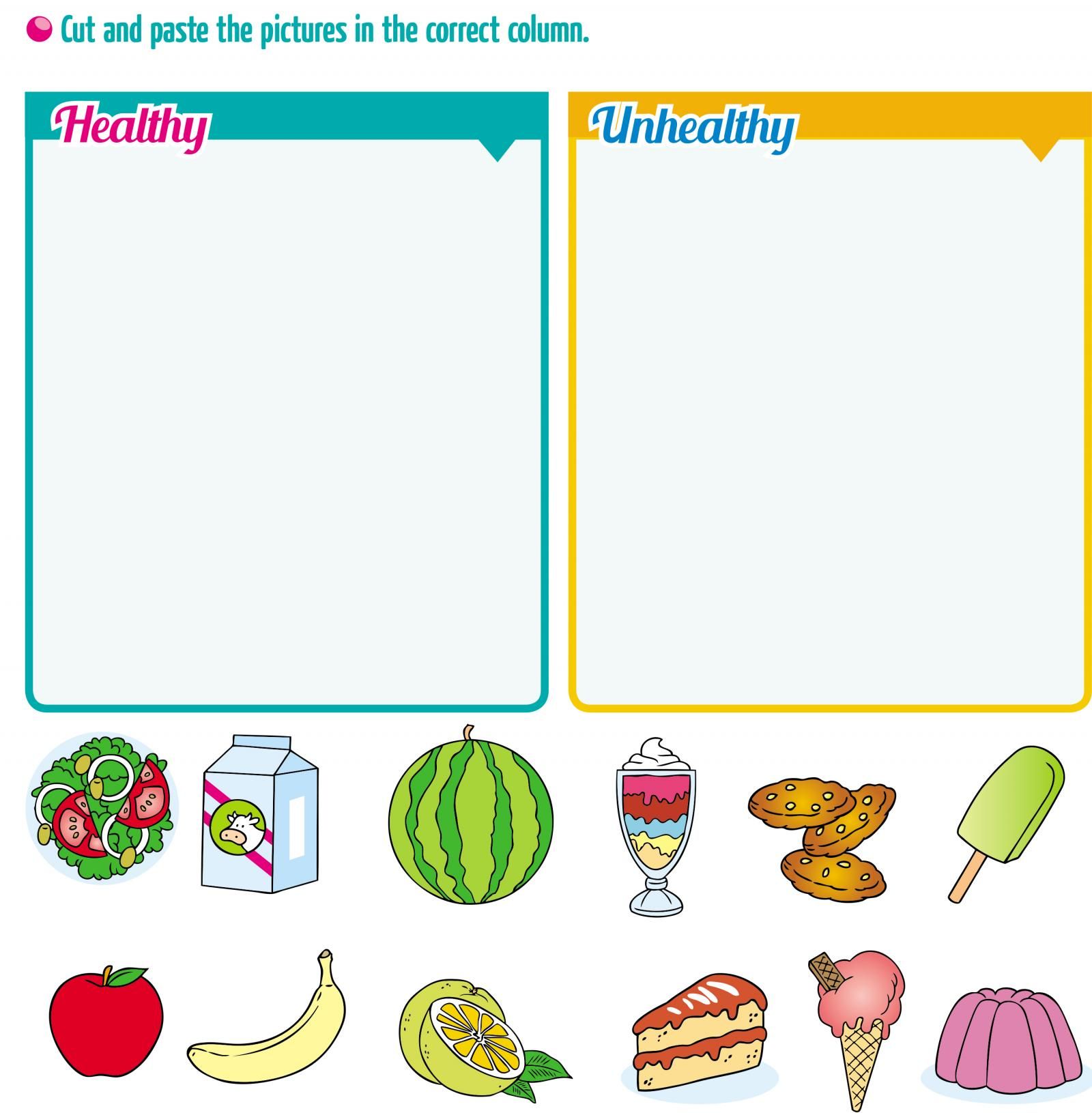 Healthy and unhealthy food Escolar ABC Color