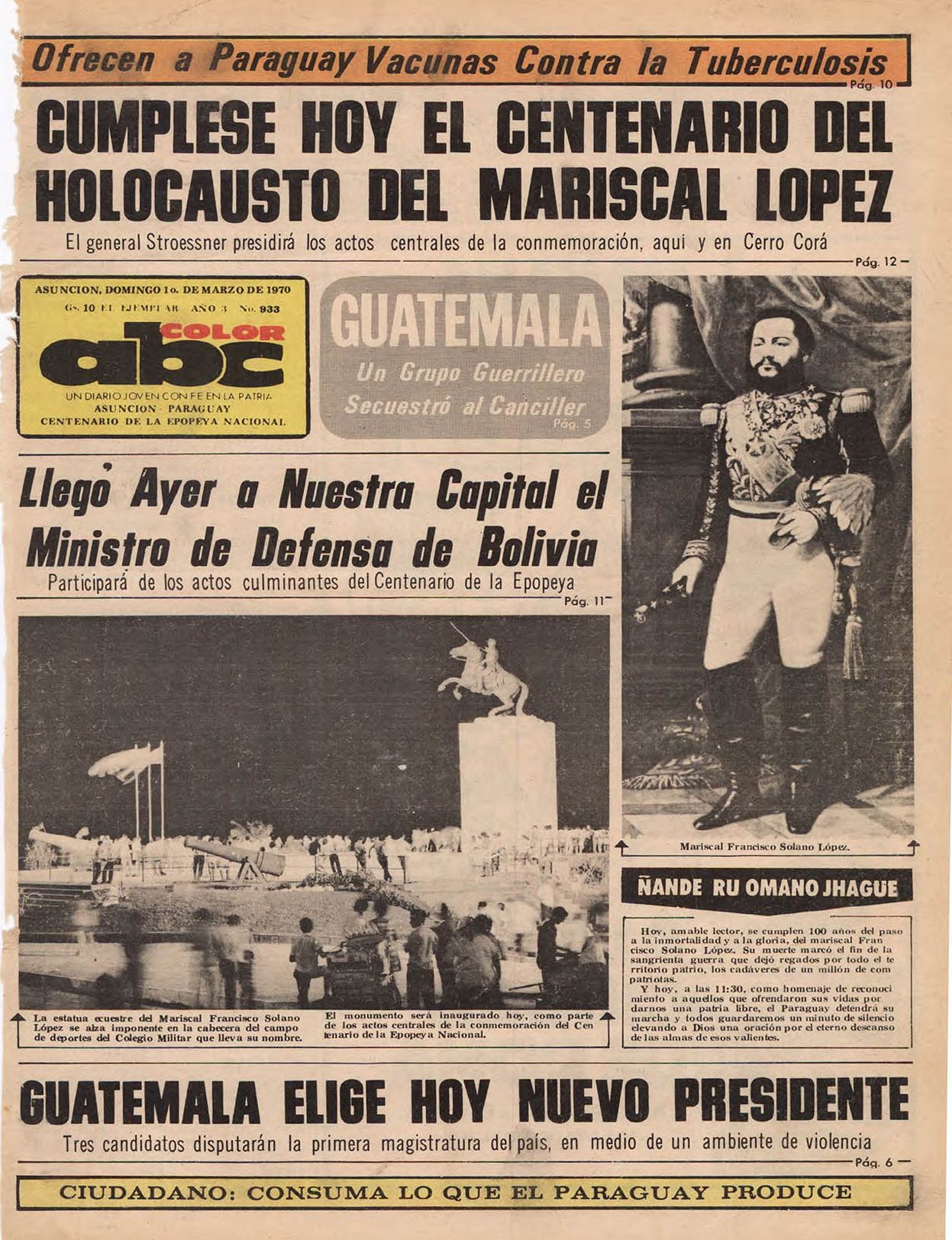 1 de marzo de 1970 - Un día como hoy - ABC Color